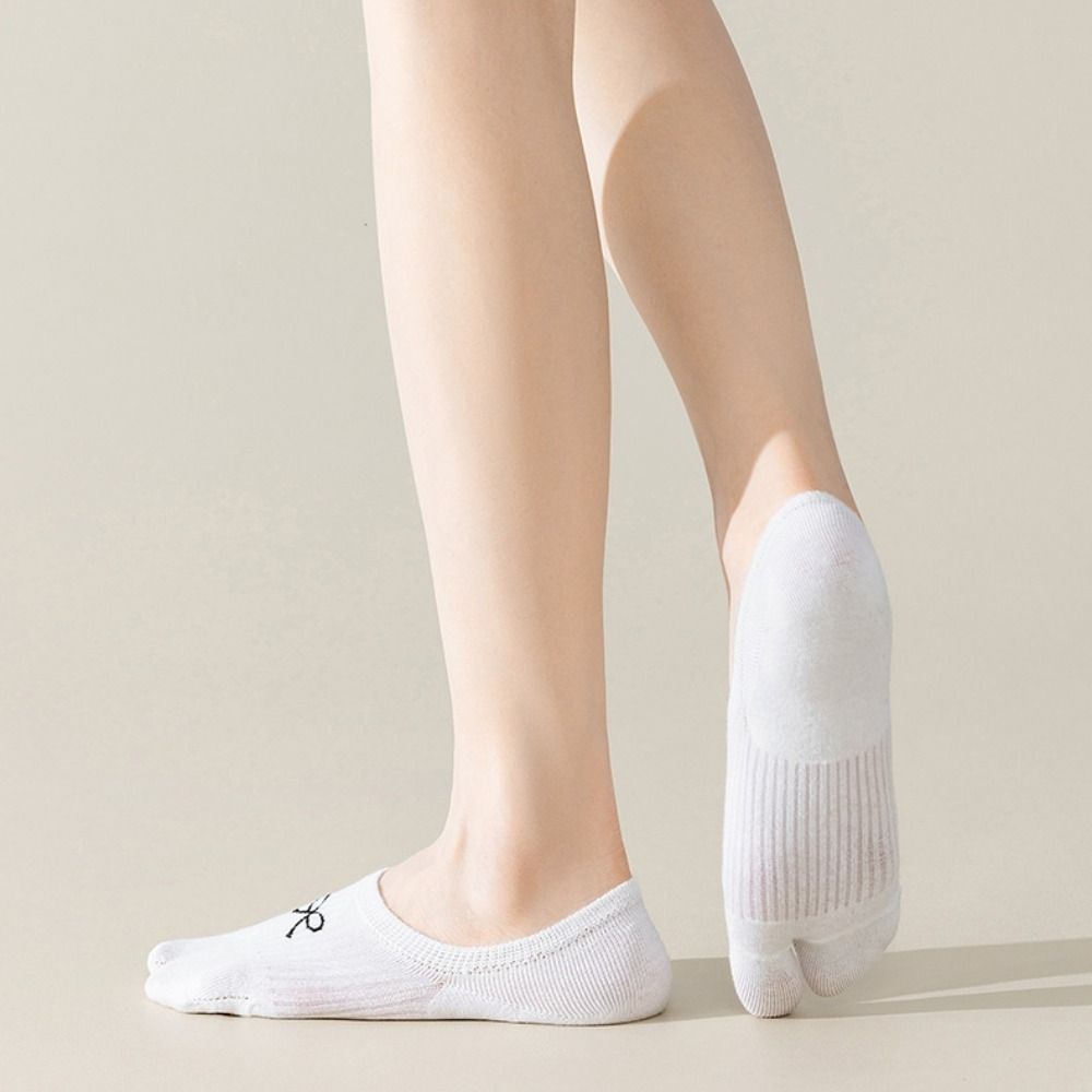 3Pairs Breathable Two Toe Boat Socks Short Tube Split Toe Ankle Socks Sweet Bow Socks  Women