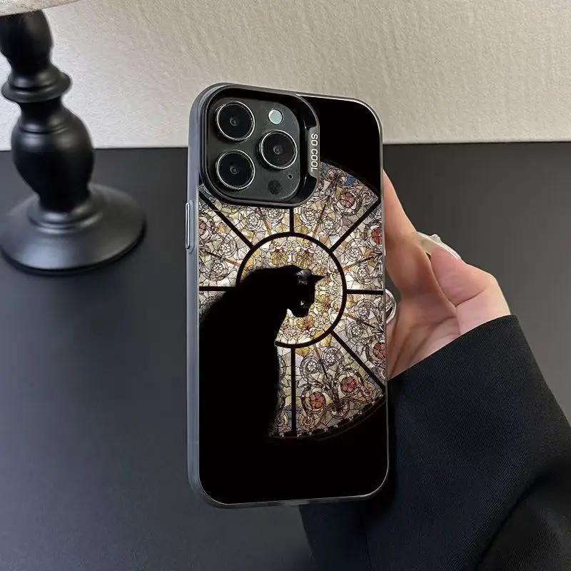 Luxury Castle Black Cat Phone Case for Mi 14T 14 13 12 12T 11 Lite Poco X6 F6 F5 X5 M6 Pro 4G 5G Shockproof Laser Cover