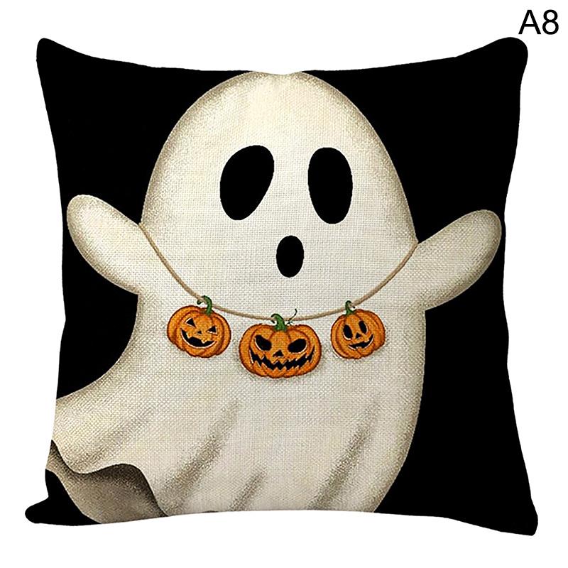 45*45cm Halloween Decoration Pillow Cover, Trick Or Treat Cushion Cover, Ghost, Pumpkin Head, Bat Decor Sofa Cushion Cover Decor