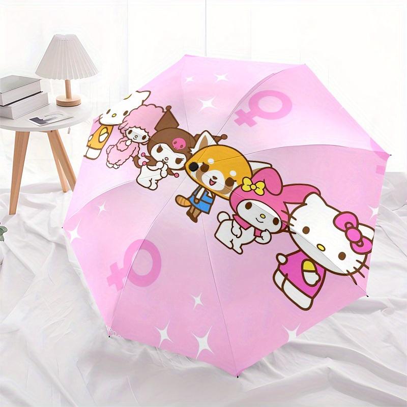 1pc Hello Kitty Friends Pink Background Umbrella with Plastic Handle,Suitable for All Seasons Home Travel Outdoor UmbrellaSanlio118
