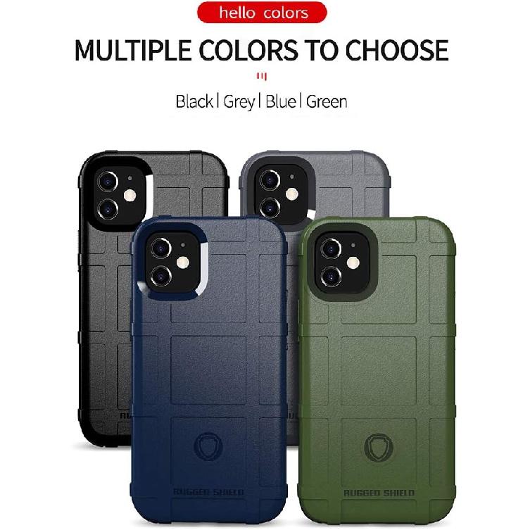 Case for iPhone 12, Case for iPhone 12 Pro, Rugged Shield Slim Phone Case with Heavy Duty Shockproof Military Grade Anti-Fall and Camera Protection