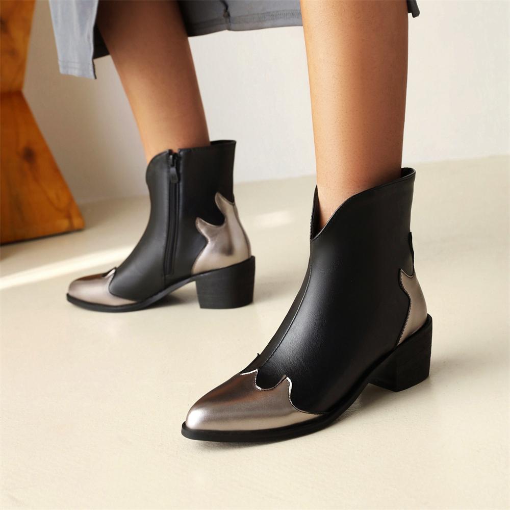 Fashion Autumn/Winter New Pointed Toe Chunky Heel Ankle Boots for Women Elegant Modern Cossacks Chelsea Boots Black Green Red