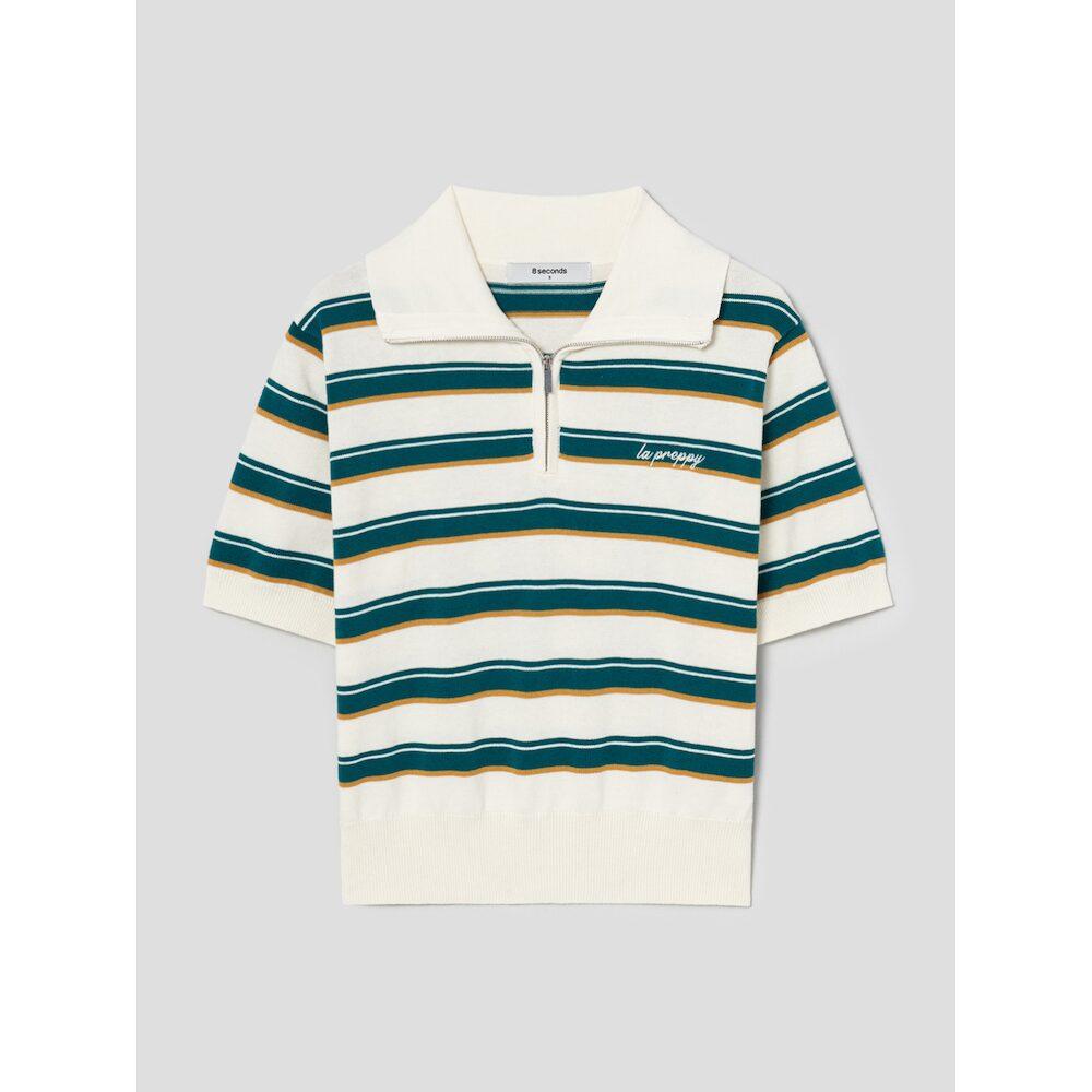 8Seconds Multi-Stripe Collared Knit Pullover Green Green/S