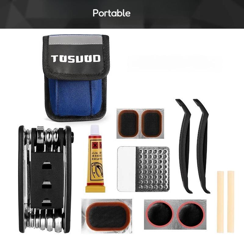 Bicycle Repair Tool Kit, Tire Repair Pump and Wrench Set, Mountain Bike Tool Set