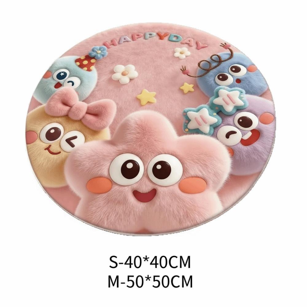 Cartoon Style 3D Stereoscopic Carpet Thick Fluffy Soft Circular Floor Mat Stereoscopic Vision Easy to Maintain Carpets