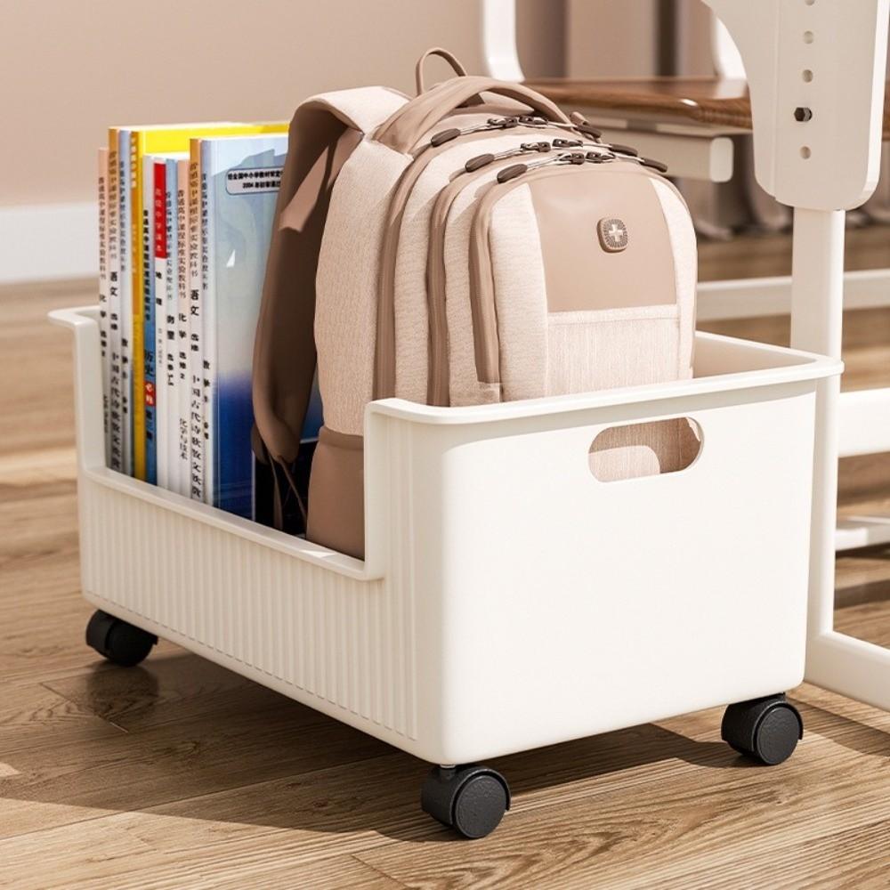 Multipurpose Desktop Storage Basket Movable Storage Container Wheeled Book Box  Stationery Storage