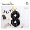 40-Inch Black Crown Number Balloons - Birthday Photo Props & Party Decor