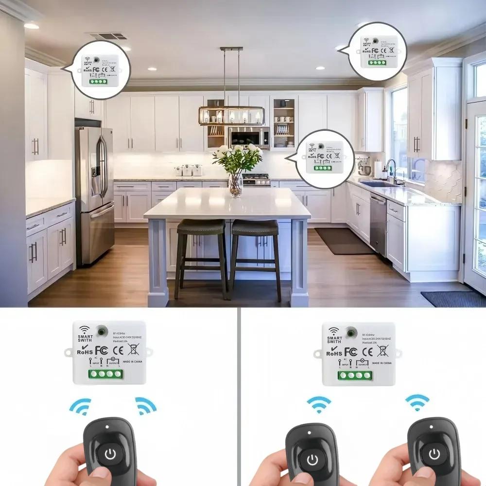 433Mhz Universal Wireless Remote Control Switch AC 110V 220V Relay Receiver Module RF Transmitter Learning Button Remote Control