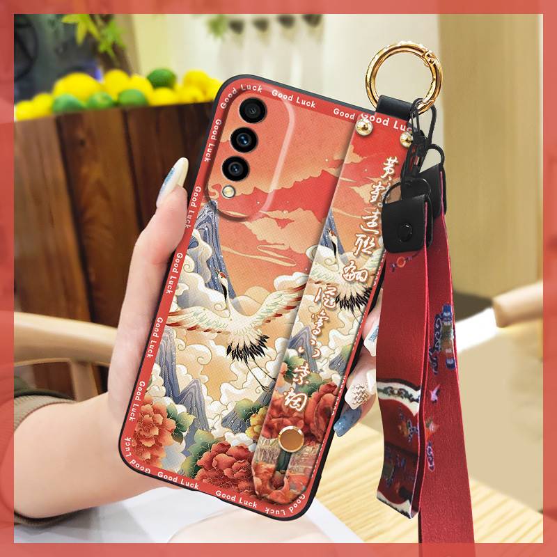 Lanyard For Mom Phone Case For Wiko T50 Shockproof Waterproof Dirt-resistant Phone Holder Silicone Back Cover Kickstand