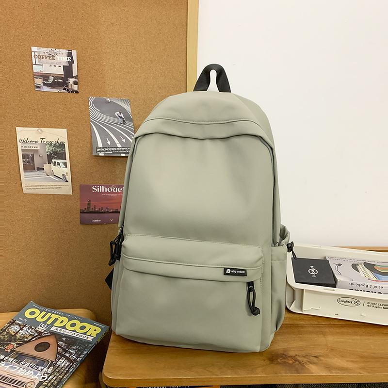 Men's Large Capacity Solid Color Backpack Women Travel Bag Junior High School Student Schoolbag