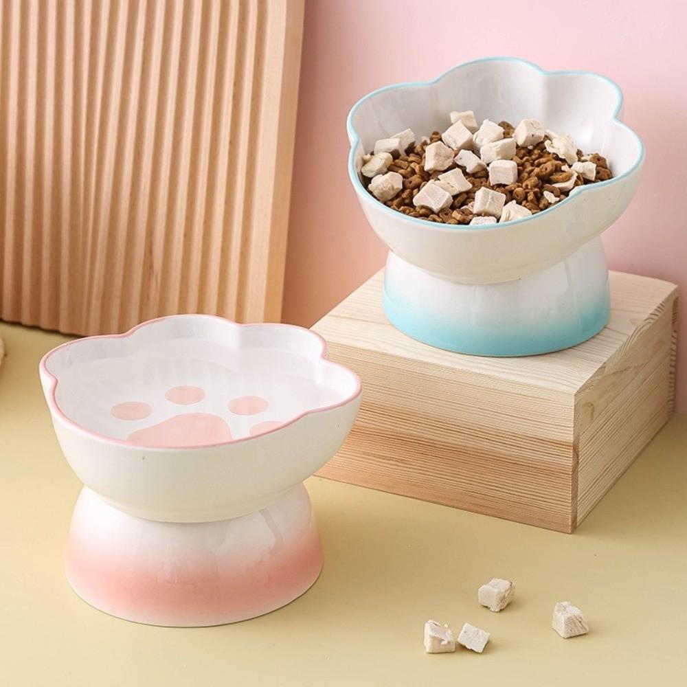 Large Capacity Dog Food Bowl High Foot Pet Drinking Bowl Ceramic Cat Bowl  For Cats Dogs