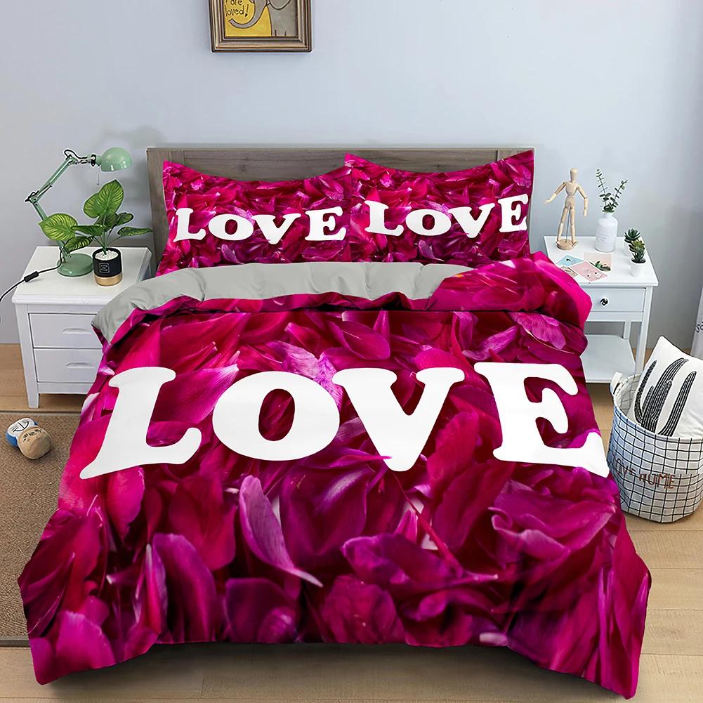 Rose Duvet Cover Floral Bouquet Botanical Comforter Cover Romantic Flower Bedding Set Valentine's Day Couple Lover Room Decor