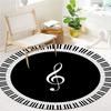 Black and white music keys Round Area Rug,Carpet Rug for Living Room Bedroom Sofa Playroom Decor,Non-slip Floor Mat