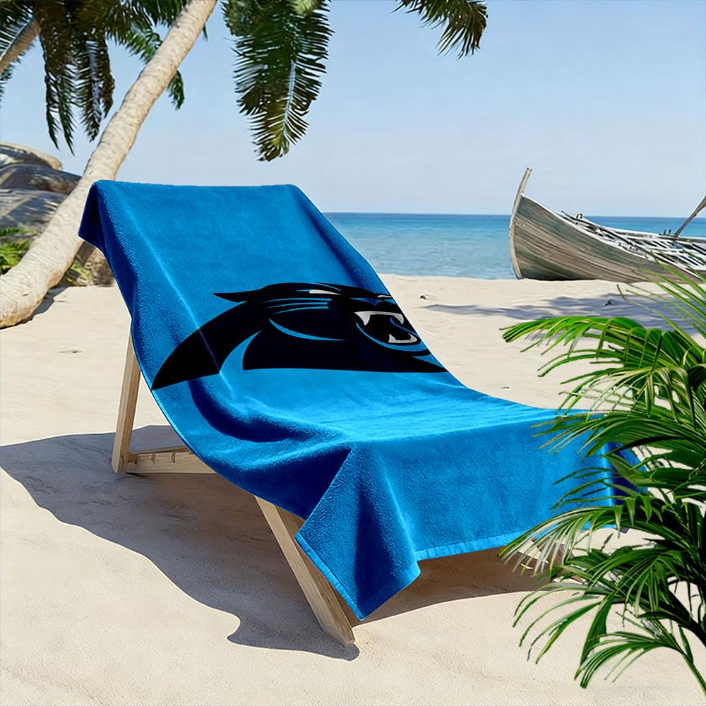 "Black Panther Head On Blue Background" Patterned Beach Towel Quick Dry Perfect for Travel Outdoor Sports Jogging the Beach and Swimming