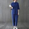 Summer Comfortable Women's Cotton-Linen Two Pieces Suit Sets Classic