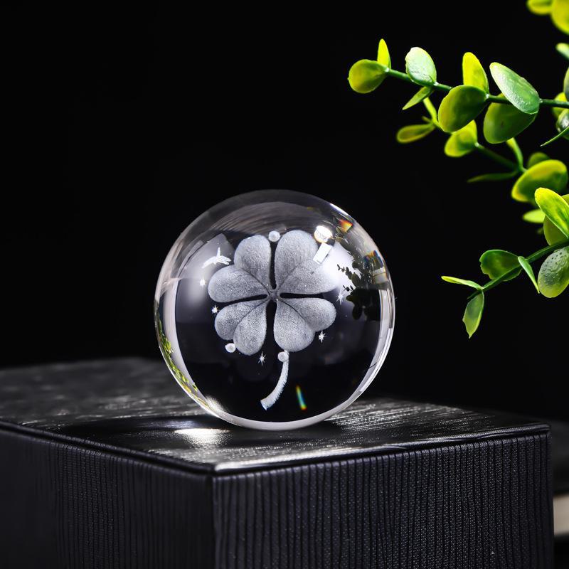 "40 Crystal Ball Ornaments: Rainy Day Clouds, Sun, Galaxy Design - Laser Engraved Cube for Home Decor and Gifts"