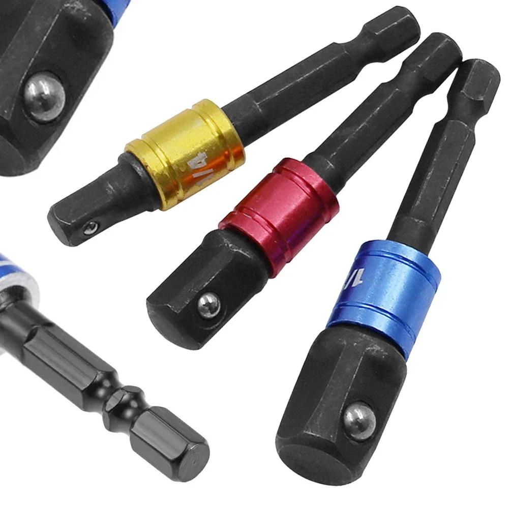 3pcs Drill Socket Adapter Driver With Hex Shank Extension Bar 1-4 3-8 1-2 Hand Tools Complete Tool Kit  Multi-Tool