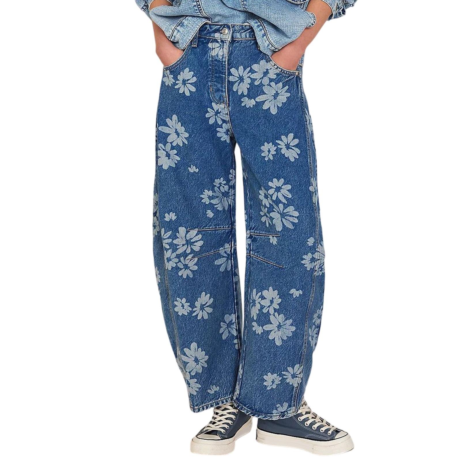 

Женские мешковатые джинсы со средней талией, широкие свободные джинсовые брюки-бойфренды, прямые укороченные джинсы-бочонки XL синий