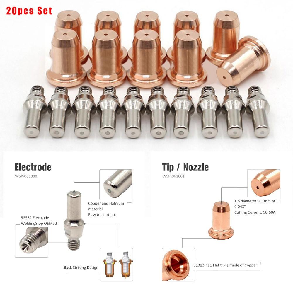 20 piezas 52582 51313 Consumibles de Corte por Plasma PT60 PT-60 Para Electrodo Punta IPT-60