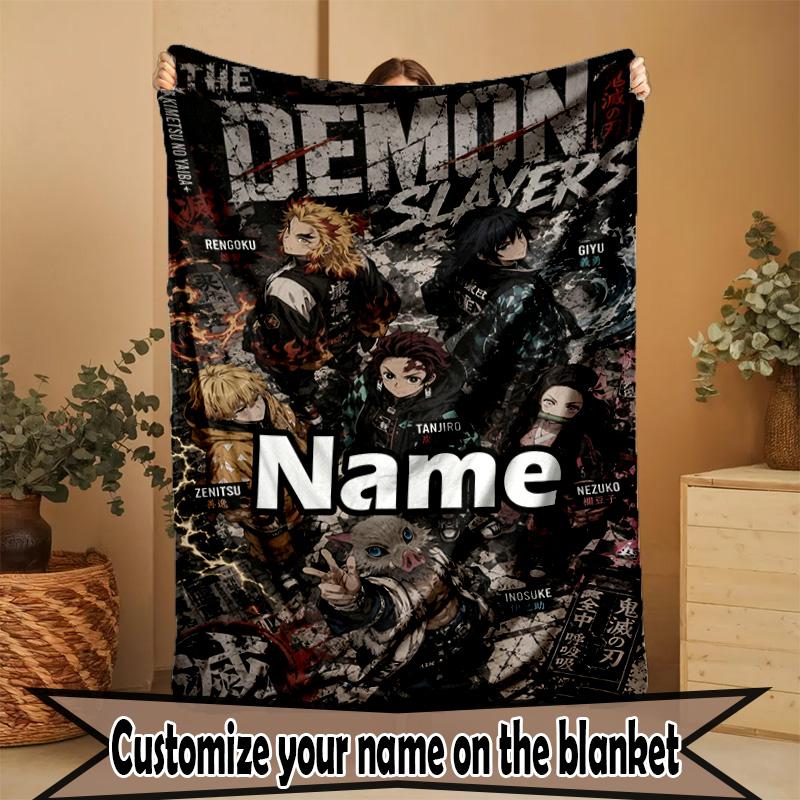 Custom Name Personalized Demon Slayer Print Blanket, Home Decor, Bedroom, Sofa, Camping, Couch, Gifts for Birthday ChristmasEnthusiasts