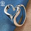 925 Sterling Silver Heart-Shaped Open Ring Jewelry