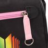 Travel Backpack with USB Charging Port and Headphone Hole Casual Double Shoulder Bag Black Pink