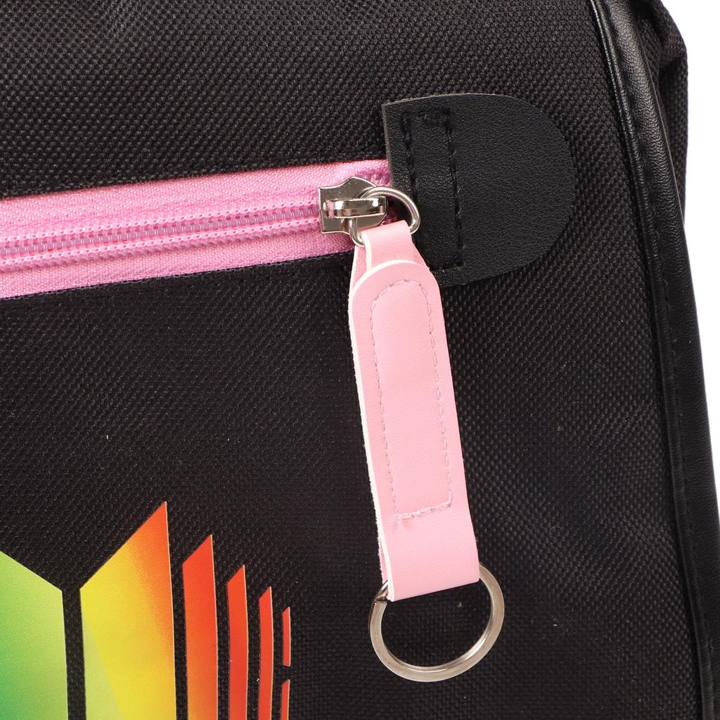 Travel Backpack with USB Charging Port and Headphone Hole Casual Double Shoulder Bag Black Pink