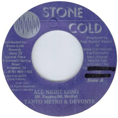 

7inch Record TANTO METRO & DEVONTE / HOTTA FLEX - All Night Long / Fare Well NONE Stone Cold 1999 Jamaica Reggae, Ska & Dub Used