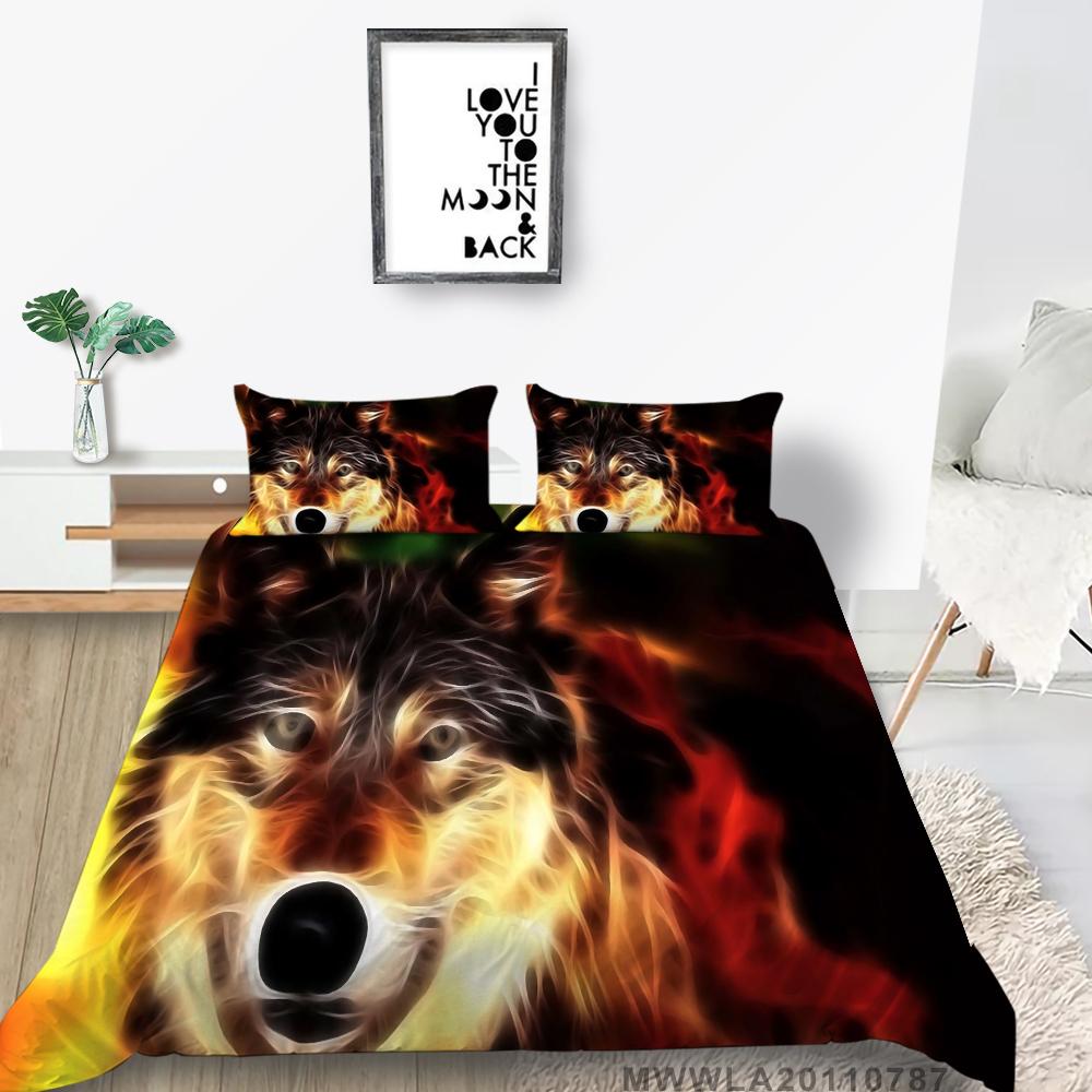 Duvet Cover Set with Pillowcase Wolf Painting Luxury Home Bed Clothes Unique Design Cool Bedding Cover Suit Fashionable