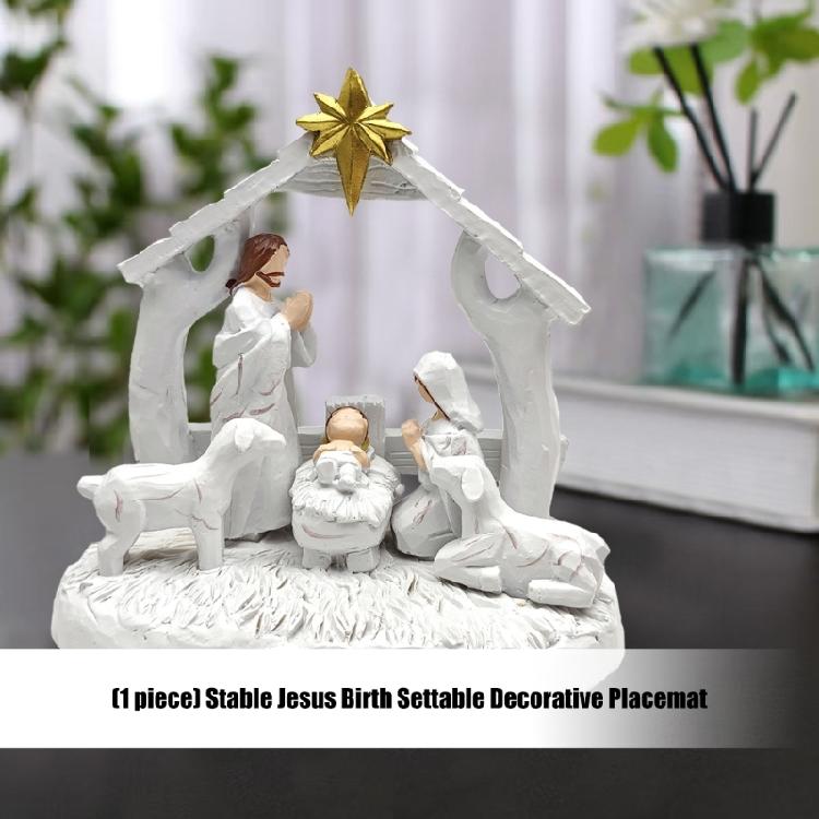 Stable Nativity Scene Statue Christmas Nativity Figurines Holy Family Collectables Decors,Table Ornament for Indoor