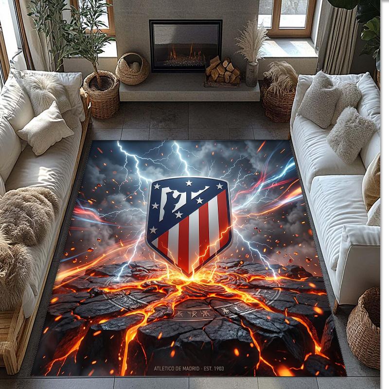 Atletico Madrid Printed Flannel Area Rug Non Slip Soft Polyester Floor Carpet Indoor Decor Mat for Bedroom Living Room Sofa Game Room Home Decoration
