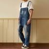 Salopette in Denim Lavato Vintage da Uomo – Salopette con Tasche e Effetto Usurato | Perfetta per Outfit Hip Hop, Skate o Casual