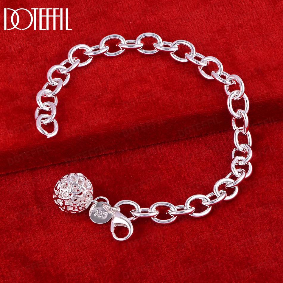 925 Sterling Silver Charm Ball Bracelet Wedding Gift Jewelry
