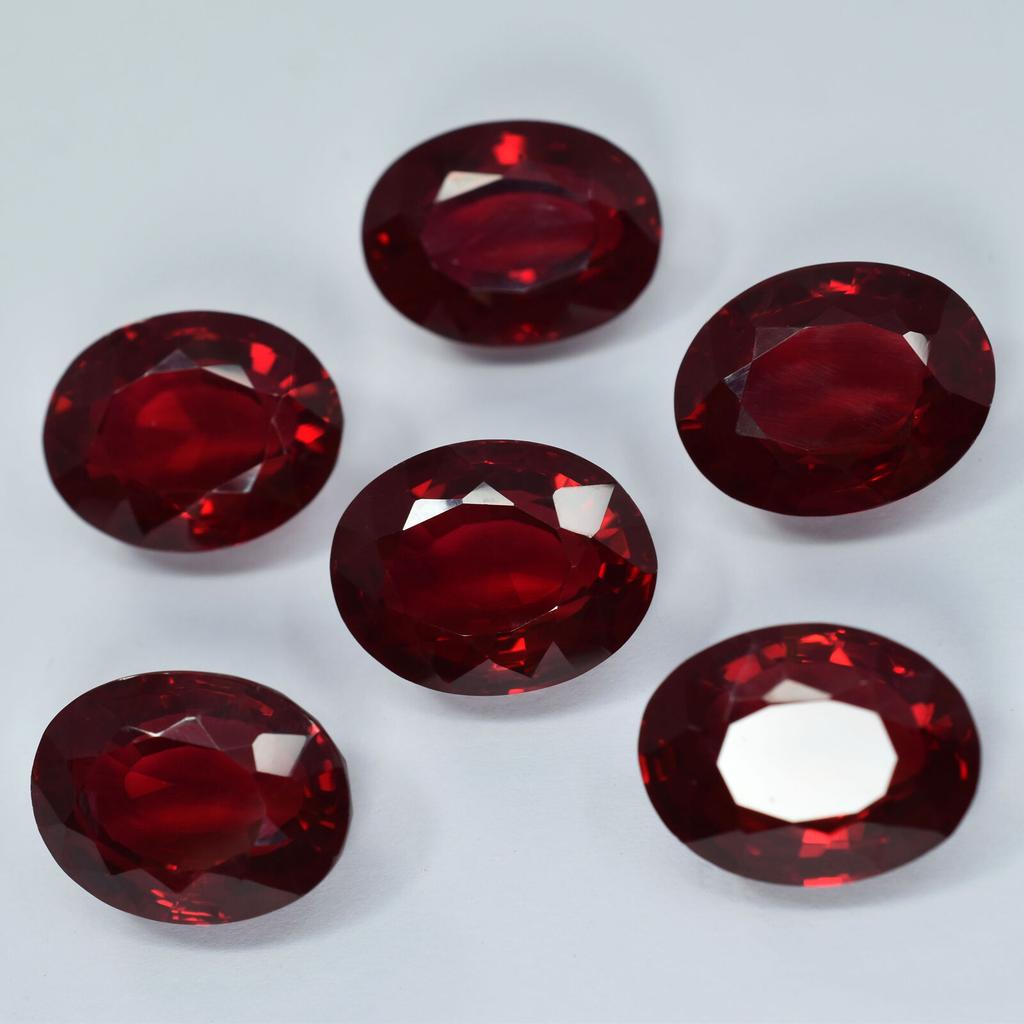 6 Pcs 180 Ct Natural CERTIFIED Bloody RED Ruby OVAL Loose Gemstone Lot Huge Size YY-258