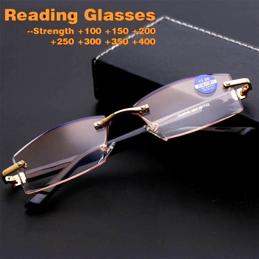 New anti-blue light reading glasses frameless edge-cut glasses Reading glasses HD elderly glasses Myopia glasses eye protection