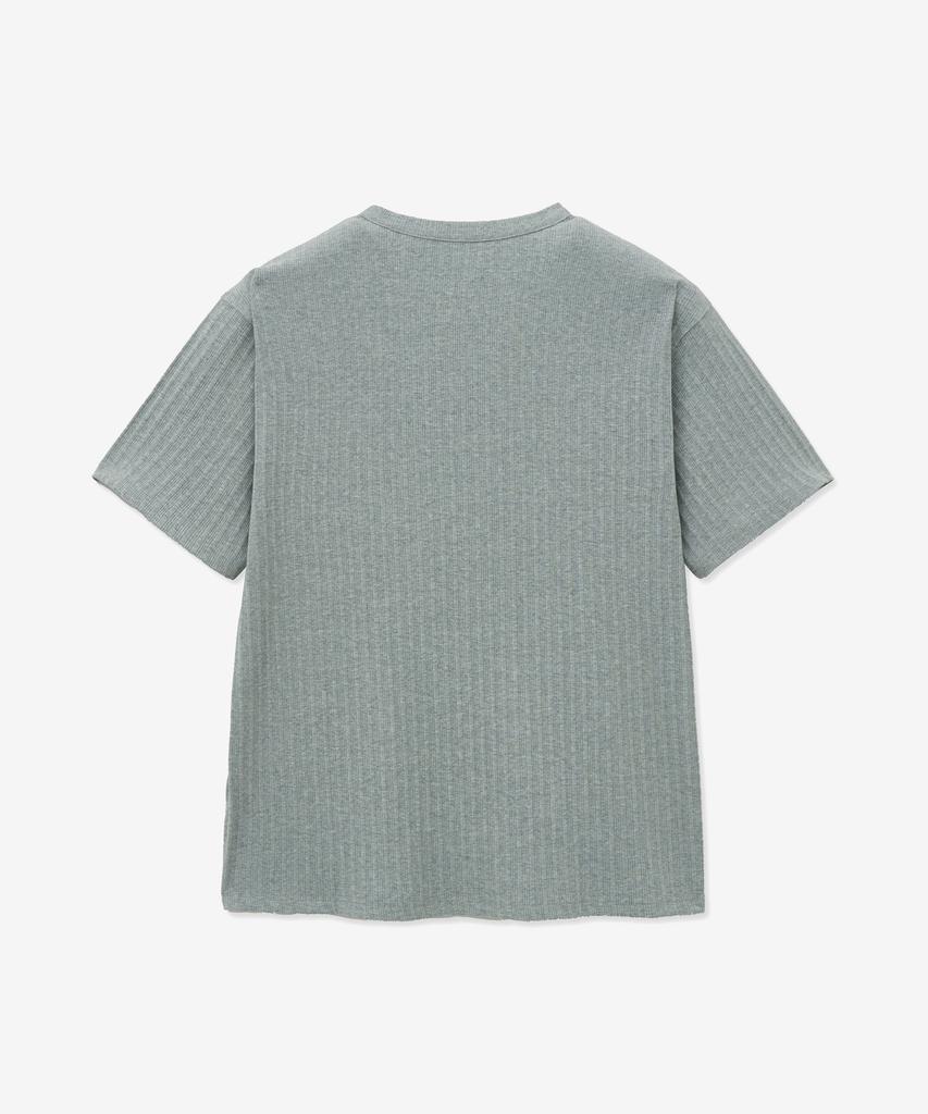 MINAV Cotton Ribbed Henley Neck T-Shirt [Melange Grey]