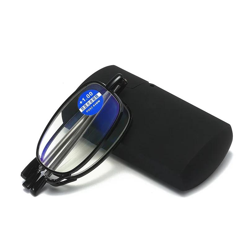 Titanium Alloy Folding Reading Glasses Foldable Presbyopia Men Women Ultra Light Eyewear With Case Anti Blue Light 1.0 1.5 2.0