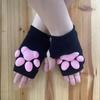 Silicone 3D Cats Claw Pad Mittens Fingerless Kitten Paw Gloves Halloween Cats Cosplay Mitten Knitted Lolita Hand S