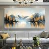 1 abstract canvas mural retro mountain tree and reflection painting wall decoration, bright colors for living room, bedroom, cor