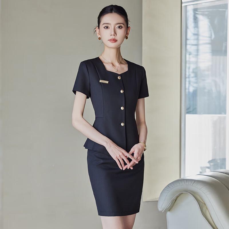 Tluoman Women's Short-Sleeve Professional Suit Set