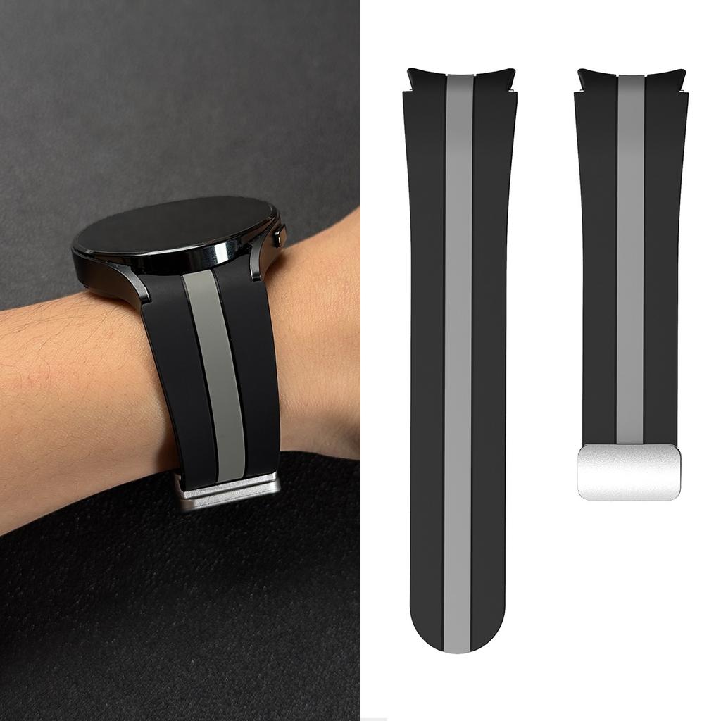Two-Tone Vertical Stripe Silicone Strap with Magnetic Clasp for Samsung Watch4/5/6/7/FE 40/44mm Sports Watch Strap