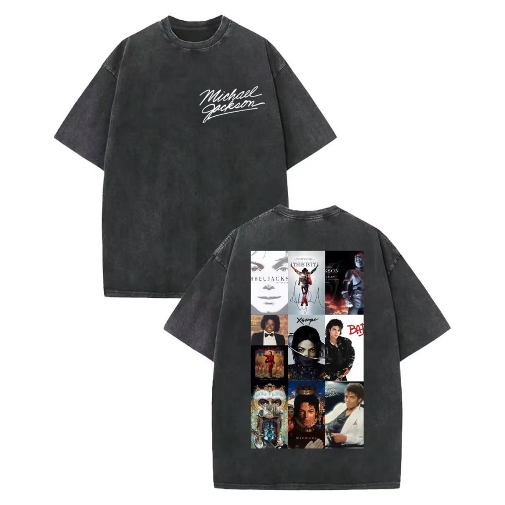 Rock Singer Michael Jackson Graphic T Shirts Mens Women High Quality Vintage Washed Tshirt Summer Casual Loose Cotton Tshirts