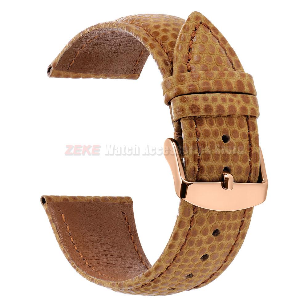 Lizard Grain Genuine Cowhide Watch Strap Waterproof Quick Release Leather Band 16/18mm 20mm 22mm Universal Replacement Wristband