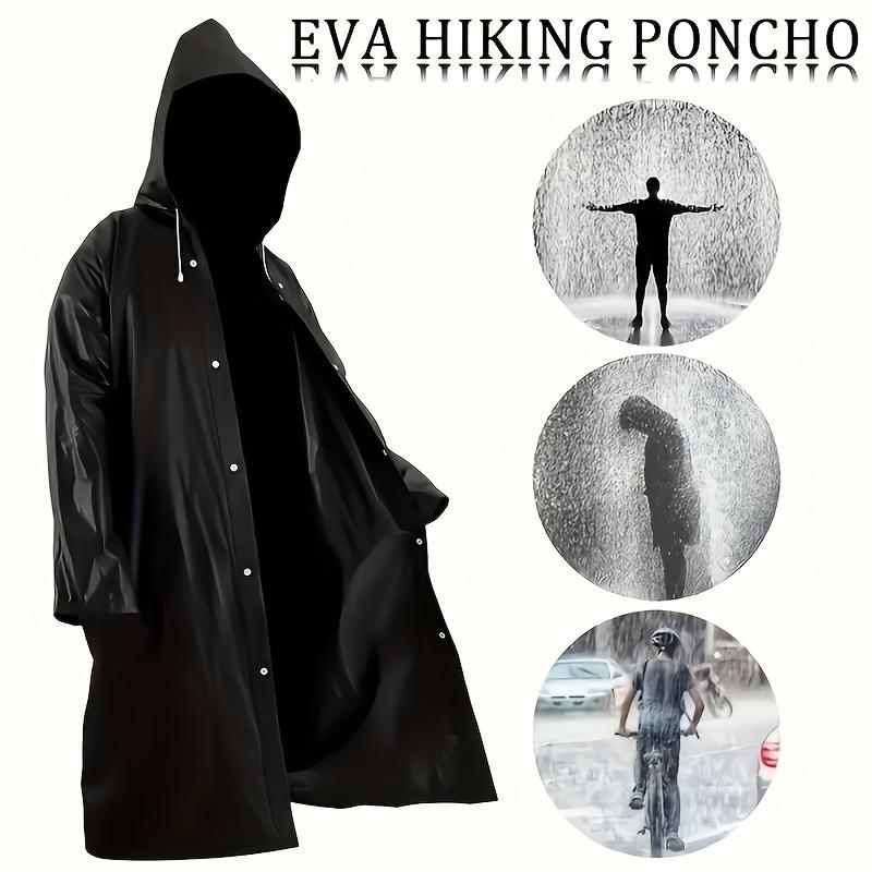 Black Waterproof Raincoat with Hood - Perfect for Hiking, Travel, Fishing & Climbing | Hand Washable EVA Material | Mid-Length