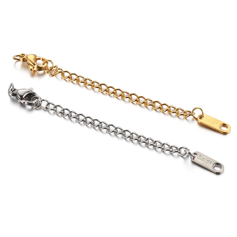 10-20pcs Stainless Steel Extended Extension Tail Chain Lobster Clasps Connector for Bracelet Necklace DIY Jewelry Making Finding