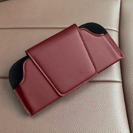 Sunglasses Holder for Car Sun Visor Soft Velvet Lined Sunglasses Case Anti-Scratch Leather Storage Box Space-Saving Car Accessory Organizer for