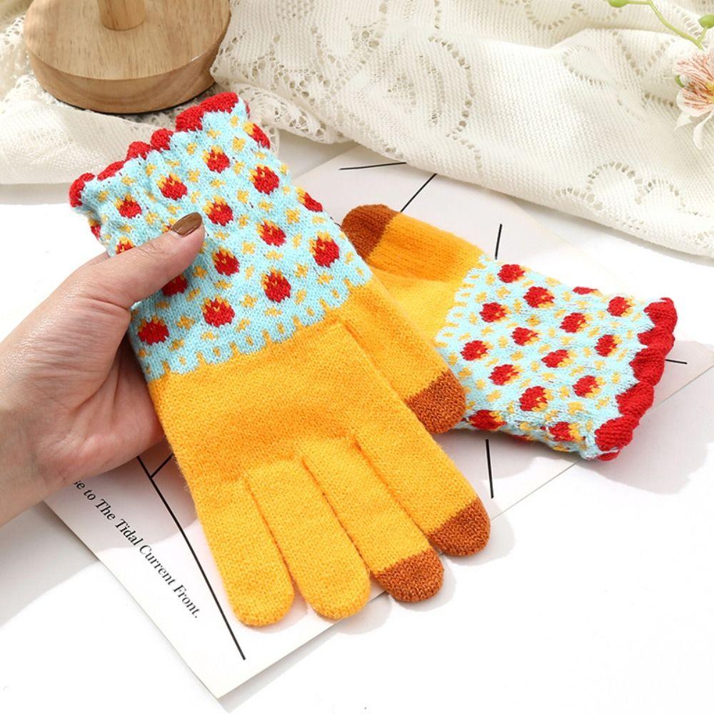 Touch Screen Warm Gloves Thickened Skiing Gloves Warm Full Finger Mittens Winter