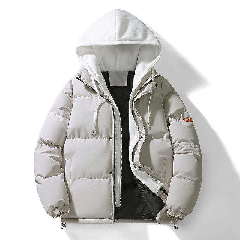 Autumn and Winter New Color Matching Men's Cotton Coat Korean Style Trendy All-match Jacket Thickened Men's Cold-proof Hooded