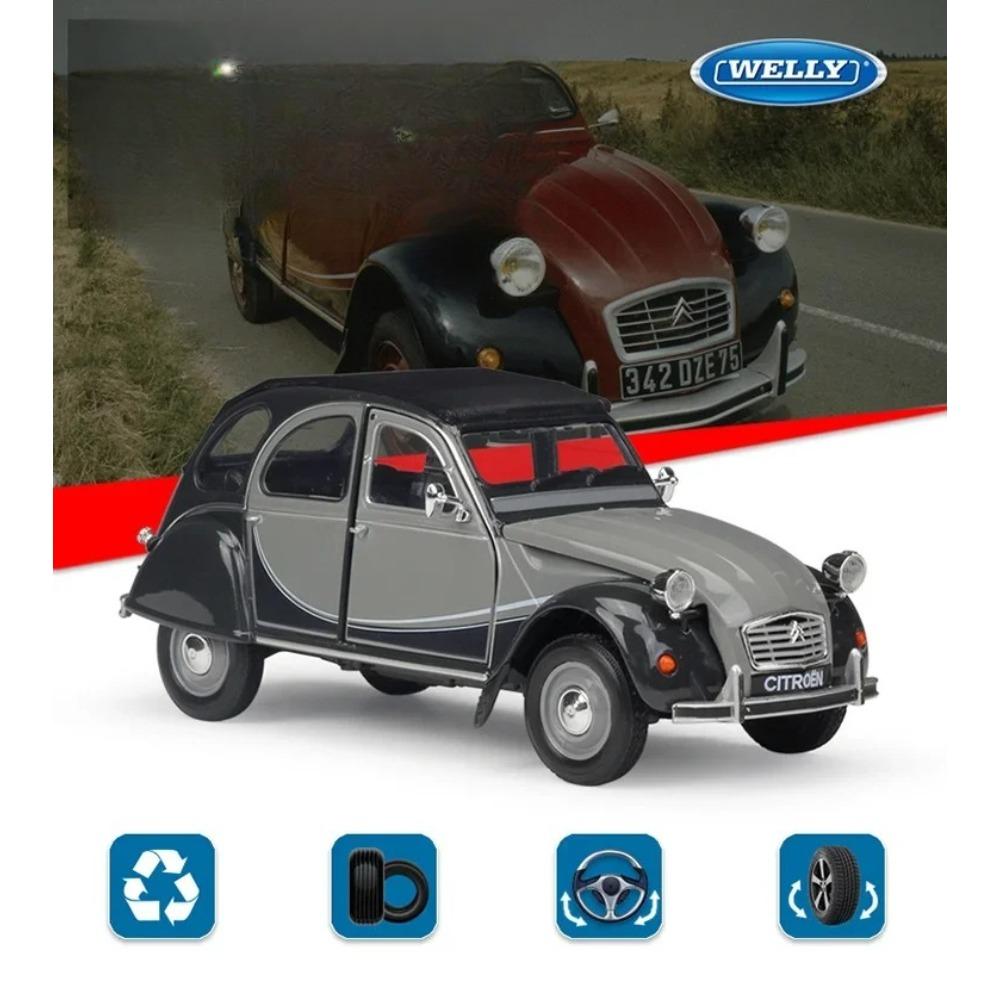 Welly 1/24 Citroen 2CV 6 Charleston Alloy Classic Vintage Car Model Diecast Metal Toy Classic Car Model Collection Gift