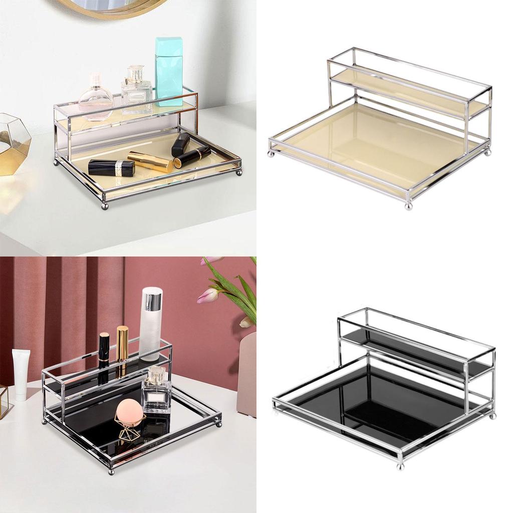 Double-layer Storage Tray 2-layer Storage Shelf Acrylic Storage Rack